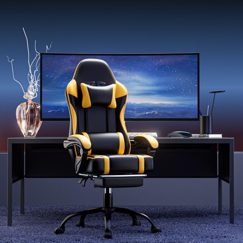 Ergonomic Gaming Chair with Footrest, Reclining, Lumbar Support I1131