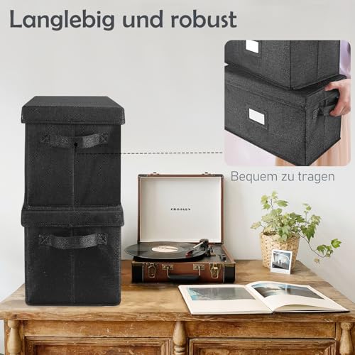 Vinyl Record Storage Box for 7" 45 RPM LPs, Grey Case with Lid, Holds 80 Albums X91735