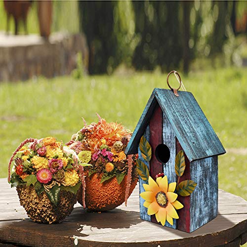 Hand Painted Wooden Hanging Birdhouse with Sunflower R83163