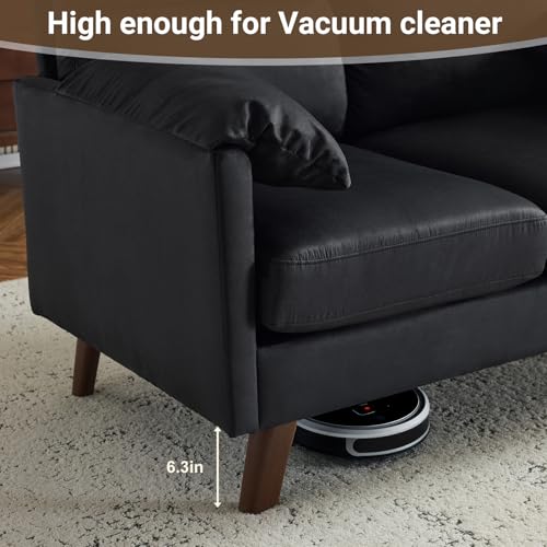 Mini Loveseat Sofa Couch with Suede Upholstery for Small Spaces, Beige S268011