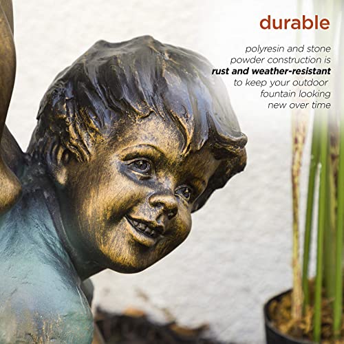 Solar Light Boy and Girl Statue Water Fountain for Garden H996461