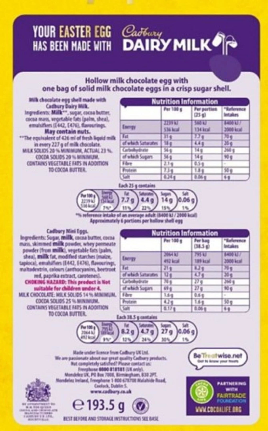 Mini Eggs Large Egg 193.5G T2966