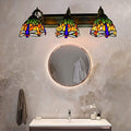 TFCFL Tiffany Victorian Wall Sconce, 3-Light Vanity Light Fixtures Stained Glass Lampshade Dragonfly Over Mirror Lamp for Bathroom Bedroom Living Room Hotel
