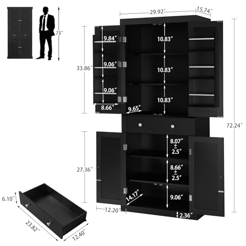 White Pantry Cabinet with 6 Doors and Drawer I8389
