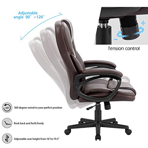 Office Executive Chair High Back Adjustable Swivel PU Leather with Lumbar Support I3854