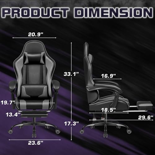 Gaming Chair with Footrest and Massage Lumbar Support J131131