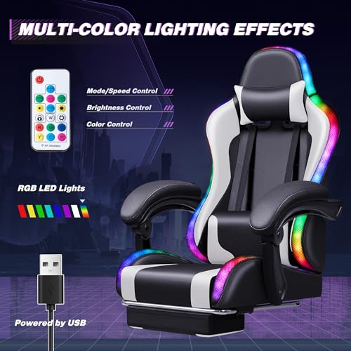 Gaming Chair with Footrest and Massage Lumbar Support J131131