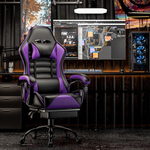 Ergonomic Gaming Chair with Footrest, Reclining, Lumbar Support I1131
