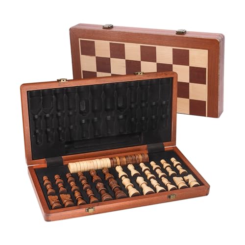 16" 3-in-1 Wooden Folding Chess, Checker & Backgammon Board Game Set L259