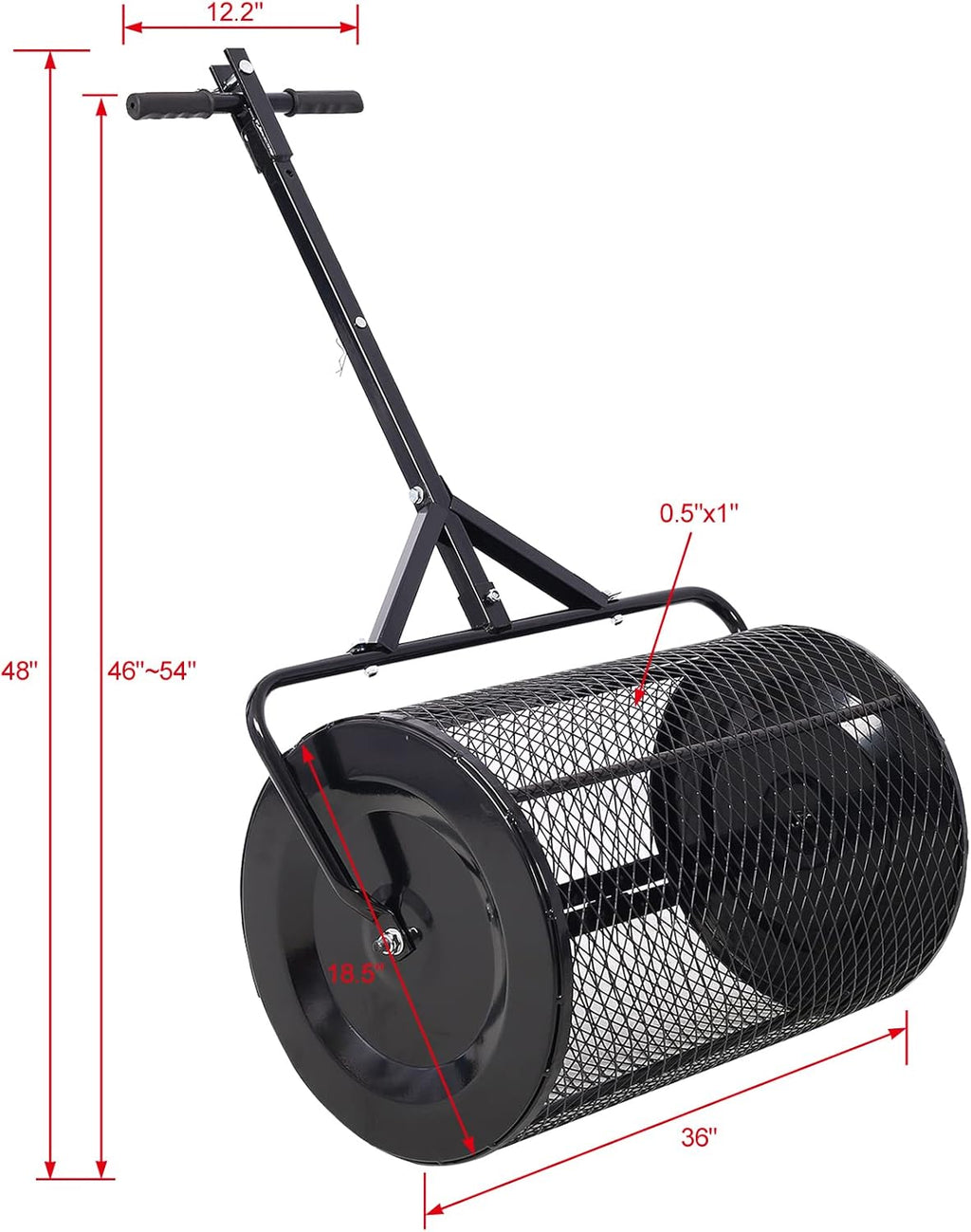 Peat Moss Spreader 36 inch, Compost Spreader Metal Mesh, 2 in 1 ATV and T Shaped Handle S1648