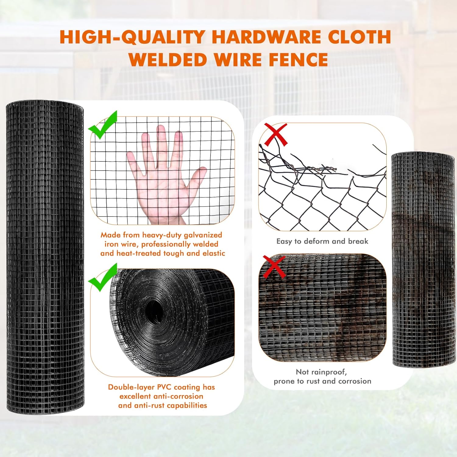 Vinyl Coated Wire Mesh Roll 1/2 inch, 36 x 100 ft A3367