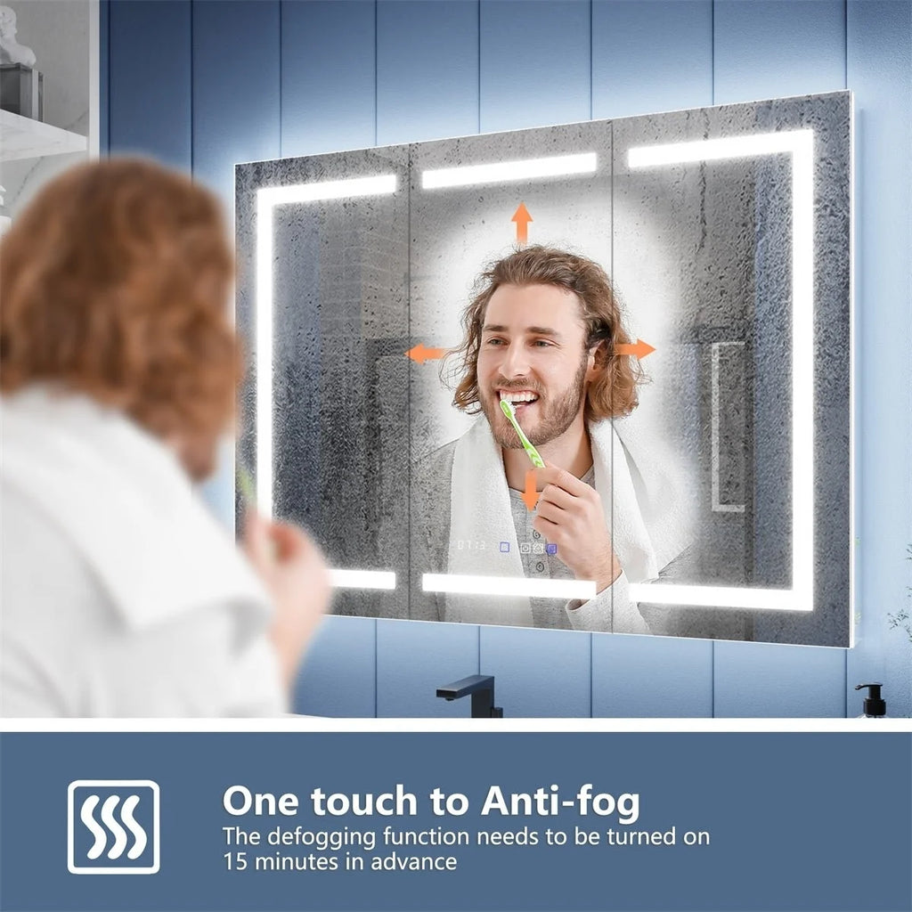 LED Lighted Inset Mirrored Medicine Cabinet with Magnifiers Z695