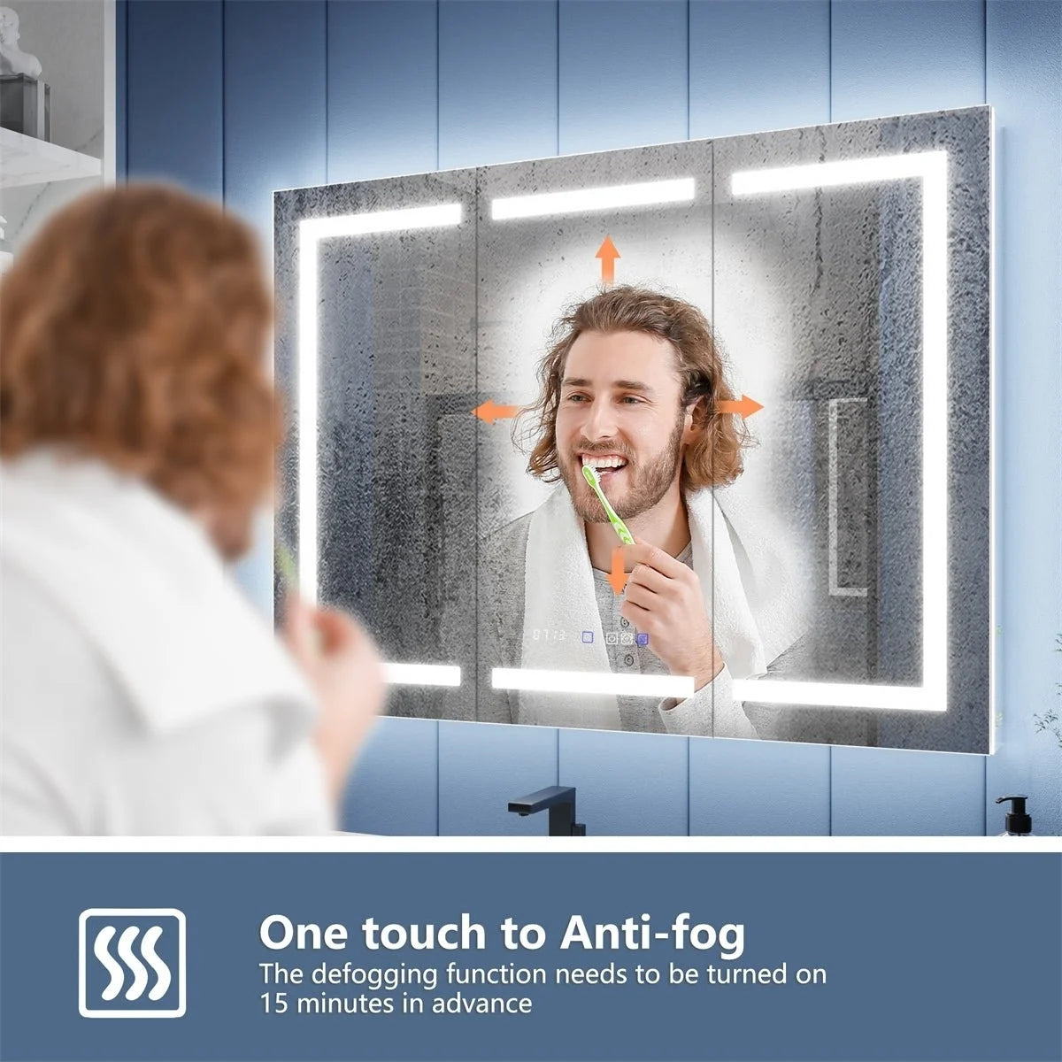 LED Lighted Inset Mirrored Medicine Cabinet with Magnifiers Z695