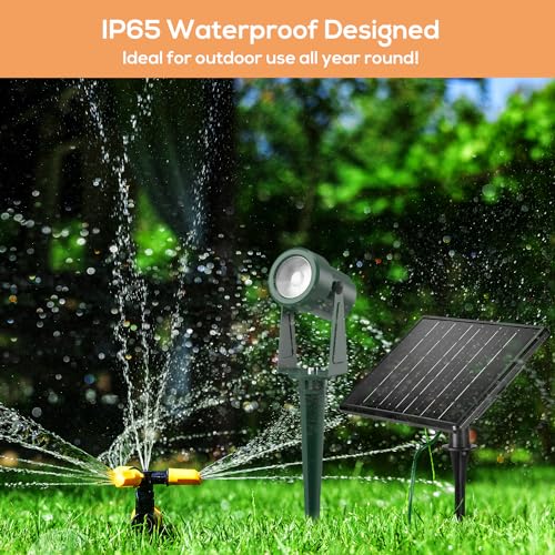 Solar Powered Landscape Spotlights, Black, Outdoor Auto On/Off, Waterproof, 4 Pack, Warm White E2865