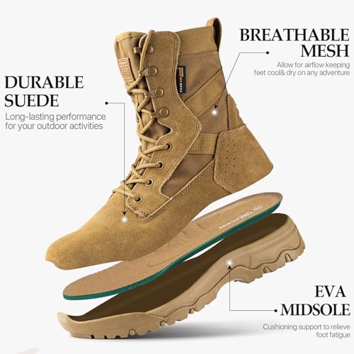 Men's Tactical Boots 8 Inches Lightweight Suede Leather Military Work Boot J951812