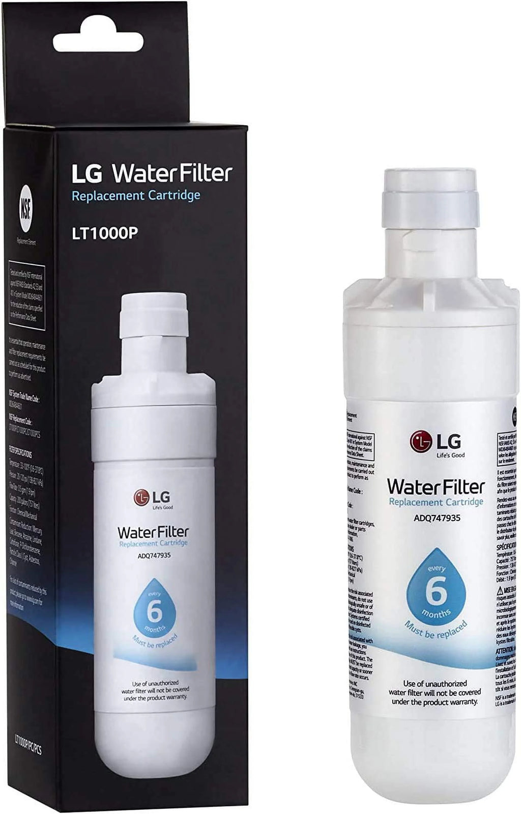 Refrigerator Water Filter Replacement, 6-Month / 200 Gallon, White D10843