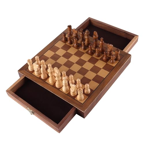 16" 3-in-1 Wooden Folding Chess, Checker & Backgammon Board Game Set L259