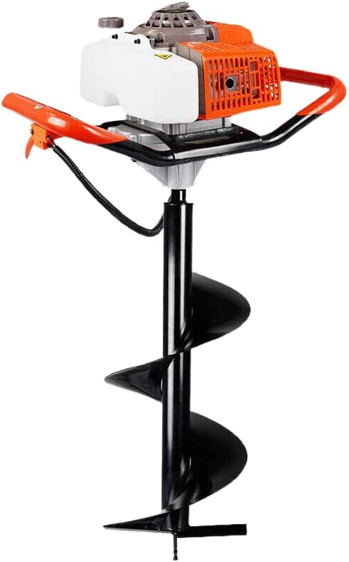 DC HOUSE 63CC Gas Powered Auger Post Hole Digger Heavy Duty Earth Digger Engine with 12 Inch Earth Auger Drill Bit (Digger + 12" Bit),Multiple Package