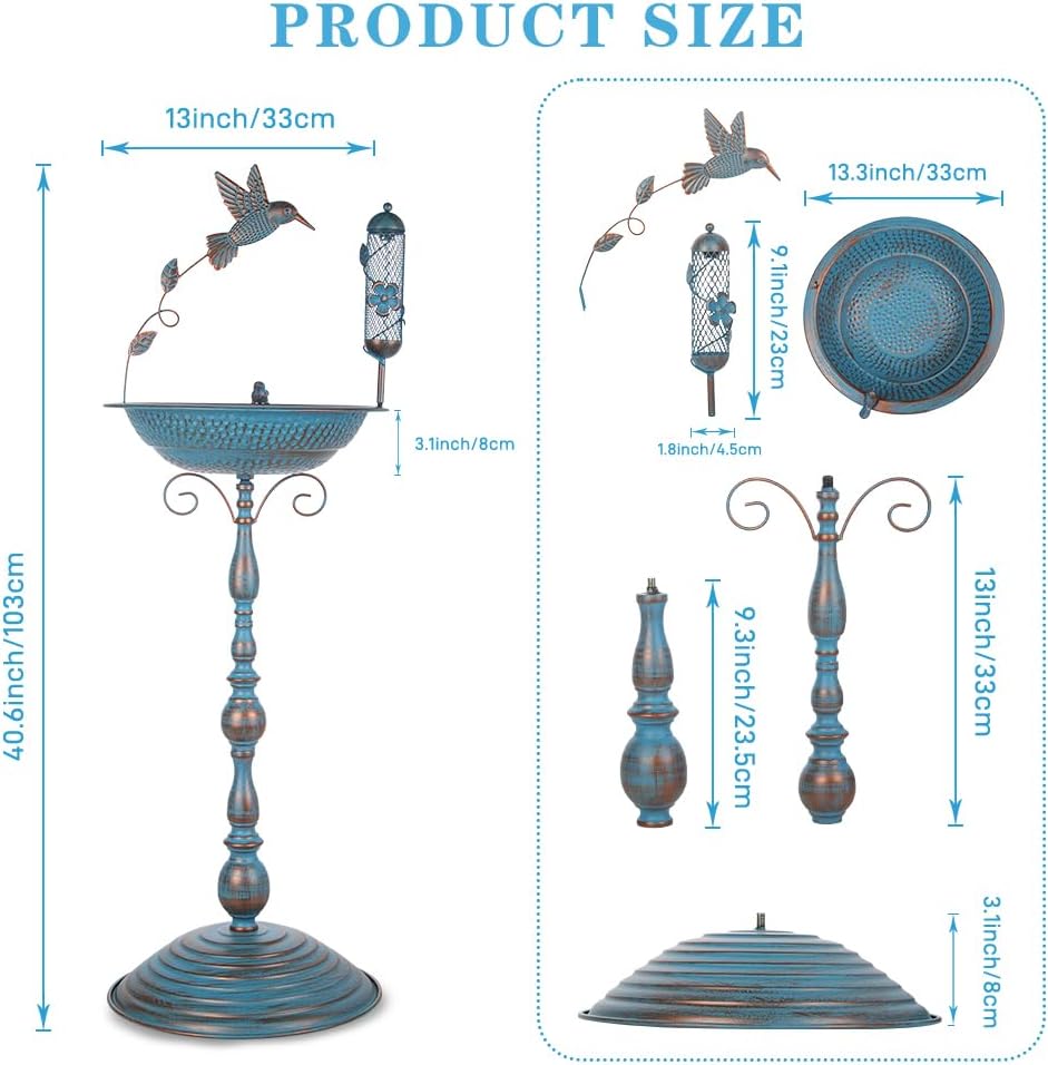 36" Bird Bath with Flower Planter Pedestal for Outdoors Garden Patio M863196