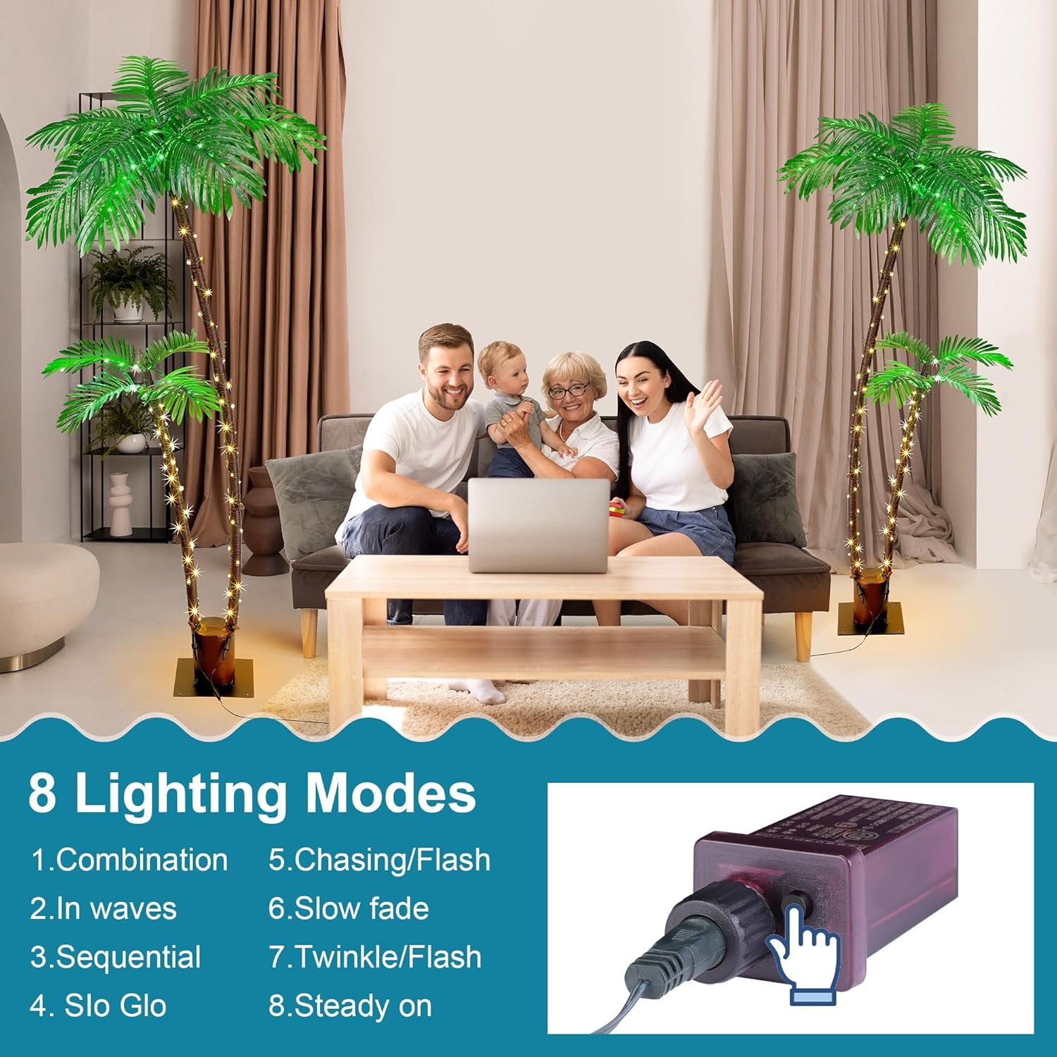Lighted Artificial Palm Tree for Outdoor Patio Decor, 6FT G416