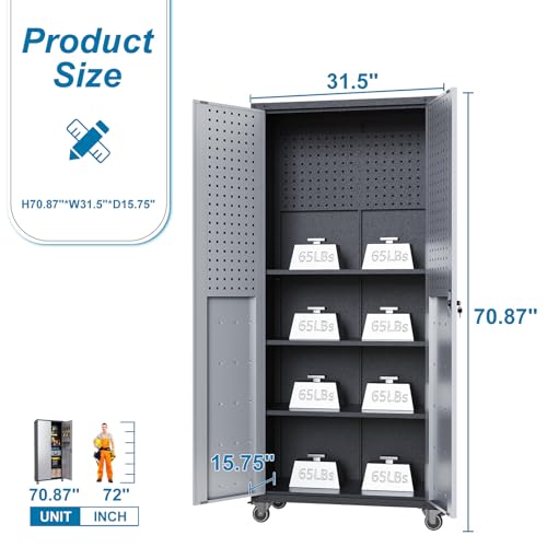 Wall Cabinet with 2 Doors, Lockable, Adjustable Shelves, Heavy Duty Steel J4545