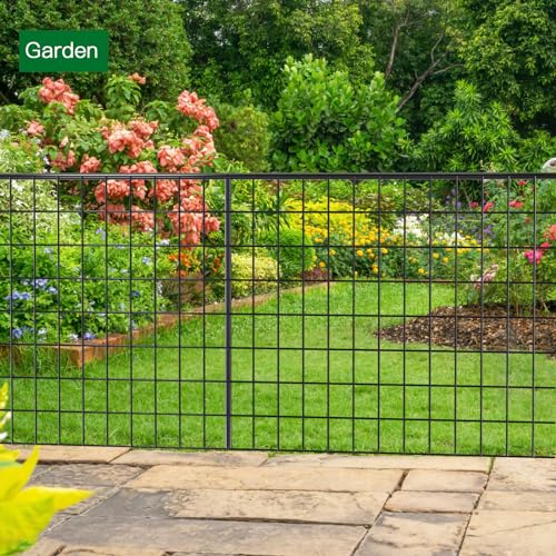 Black PVC Coated Welded Wire Fence 24in x 25ft Garden Border Fencing Roll T156