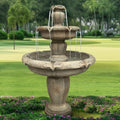 48” H Outdoor Floor Water Fountain, 3-Tiers Concrete Water Fountain with Submersible Electric Pump - Garden Cascading Waterfall for Yard Patio Lawn Home Decor