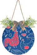 Chicken Rooster Pattern Door Wreaths for Front Door Outside, Round Hanging Signs for Home Decor Holiday Porch Wall Farmhouse Indoor Outdoor Decorations