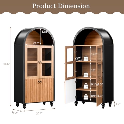 Kitchen Pantry Cabinet with 4 Doors and 1 Drawer, Freestanding Storage Cupboard L190261