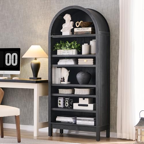 Arched Bookshelf, 7-Tier Bookcase with Adjustable Shelves A456