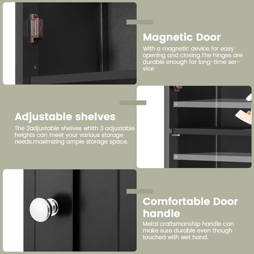 67" Tall Bathroom Cabinet with 2 Doors and 1 Drawer, Adjustable Shelves T930834