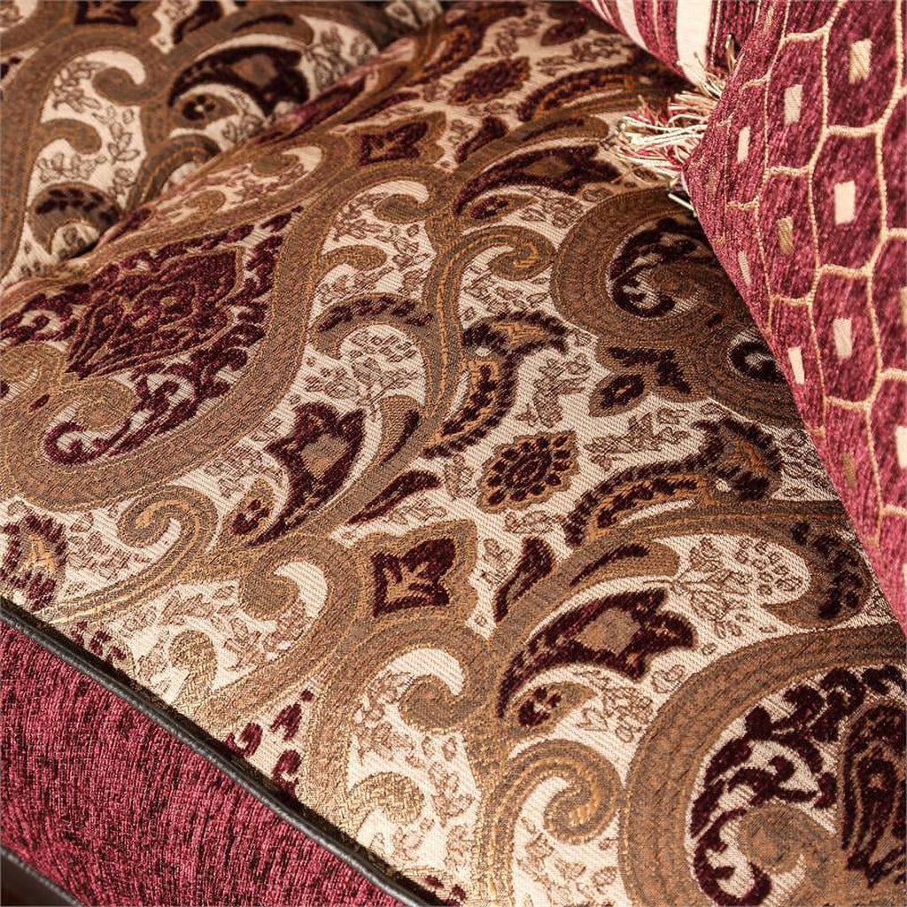 Faux Leather 2-Piece Sofa Set in Burgundy Red L49869