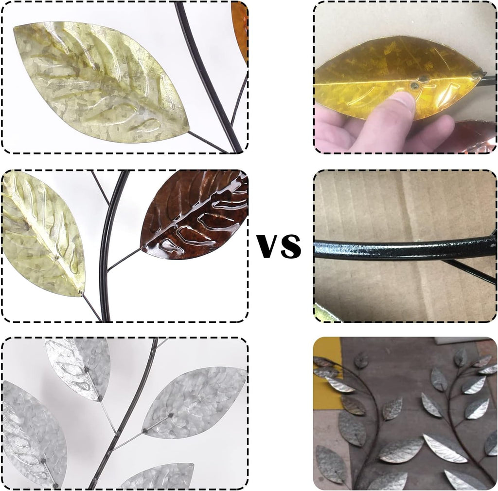 Set of 2 Metal Tree Leaf Wall Art Decor, 38 Inch Iron Olive Branch Home Sculptures D496