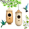 Shirem Wooden Hummingbird House, Wooden Hummingbird House, Wooden Hummingbird House, Wooden Hummingbird House, Hummingbird Feeder for Outside Hanging Bird Nesting Box (2PCS-A)