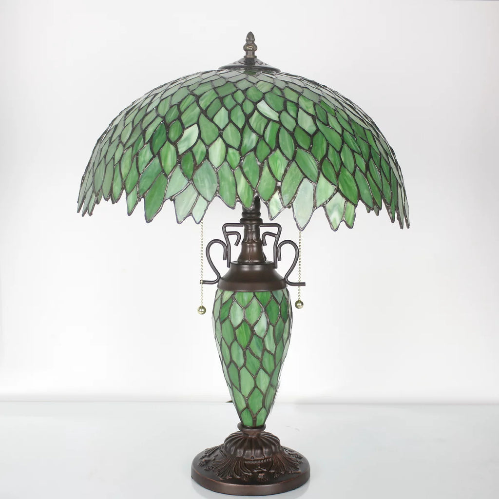 Green Stained Glass Wisteria Table Lamp for Living Room Bedroom J562