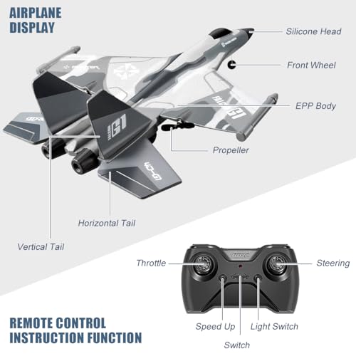 F-22 Stealth Raptor Remote Control Airplane, 3 Channel Stunt Fighter for Beginners J844540