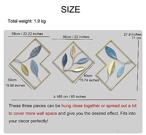 Iron Wall Sculptures Set of 3 Metal Wall Art Decor for Bedroom Living Room Home Office U3108