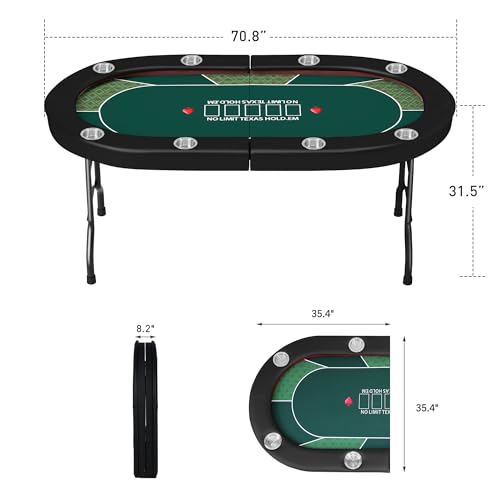 Foldable Blackjack Poker Table with Cup Holders G3690