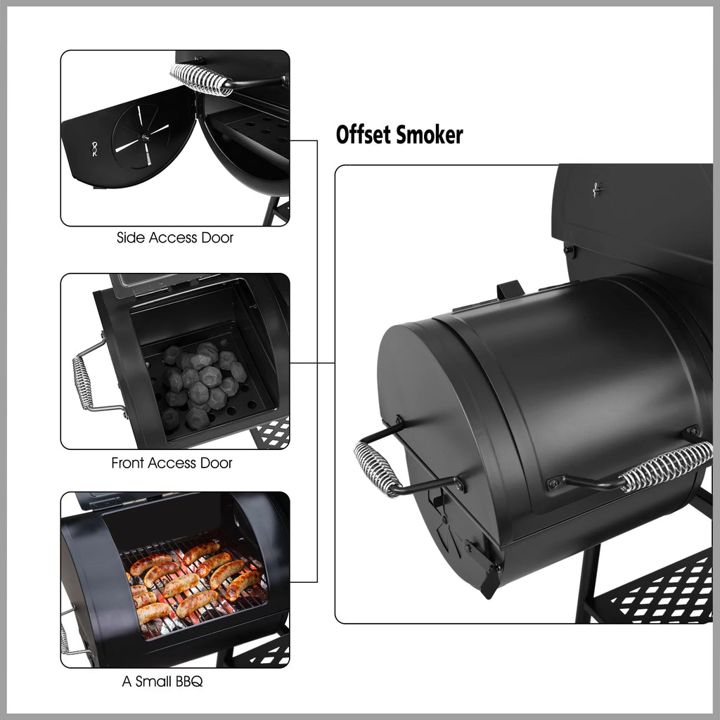 Charcoal Grill with Offset Smoker and BBQ Gloves X1282