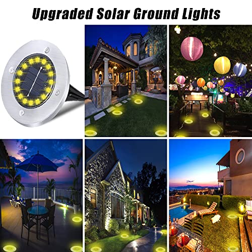 Solar Ground Lights Waterproof Outdoor Garden Disk Lights 16LED Warm Light Q124545
