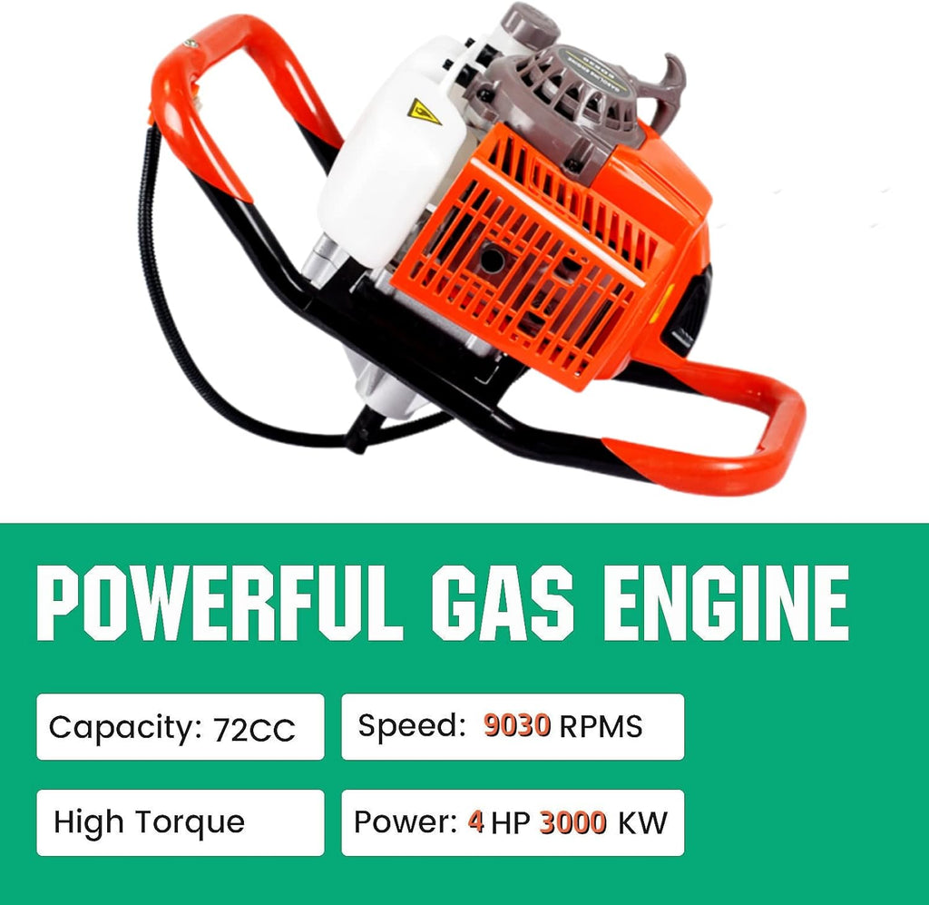 Gas Powered Post Hole Digger with 12 Inch Earth Auger Drill Bit J601380