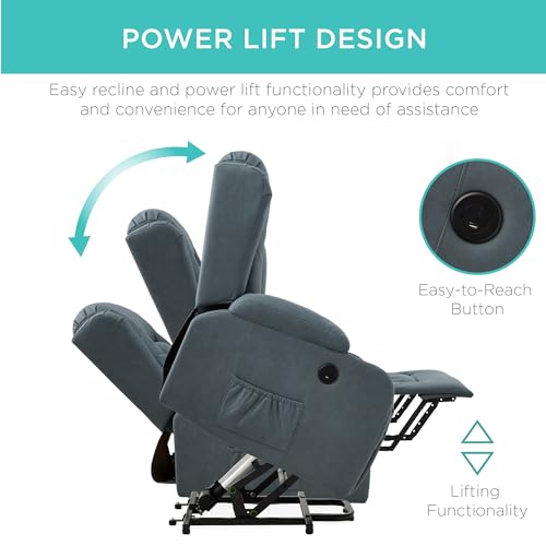 Electric Power Lift Recliner Massage Chair with Heat and USB Port, Brown M560374