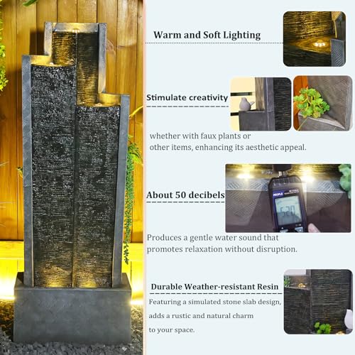 Outdoor Garden Water Fountain with LED Lights and Pump U29404