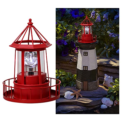 Solar Lighthouse Rotating Light, IP65 Waterproof for Patio Garden Decor H598474