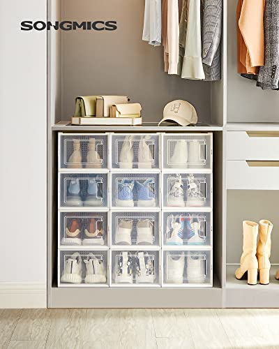 Shoe Boxes, Pack of 12, Stackable Clear Plastic Storage Organizers for Closet N6620