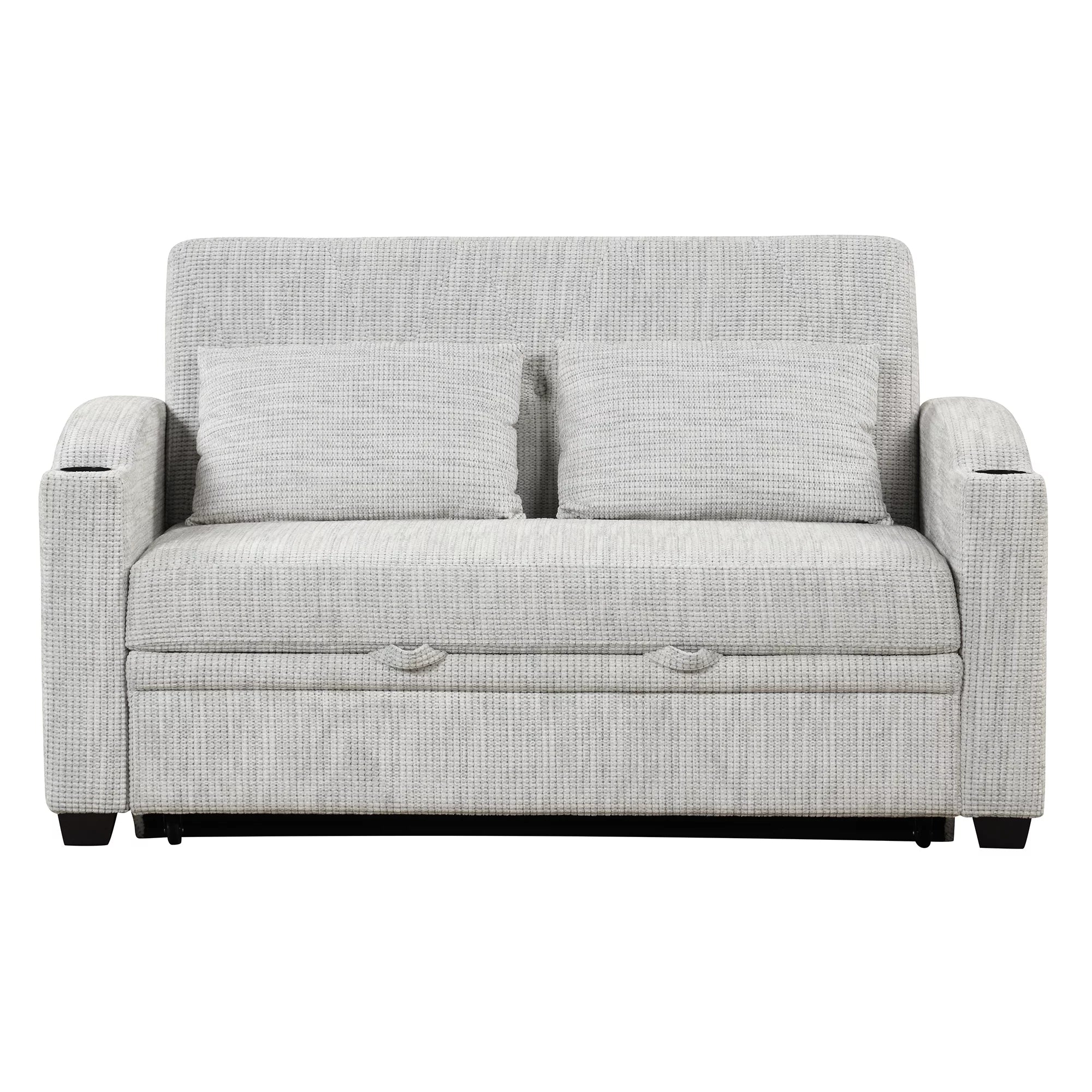 65" Pull Out Sofa Bed Chenille Convertible Loveseat with Adjustable Backrest W33639