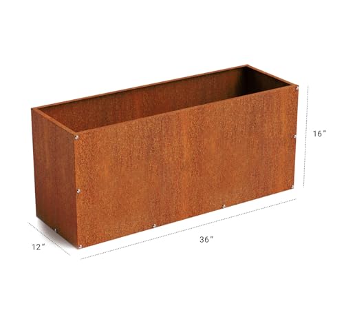 Corten Steel Cube Outdoor Planter Box, Rustic Modern Farmhouse Design, Large Raised Metal Garden Bed Z7323