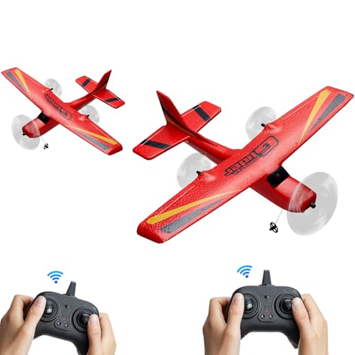 RC Airplane, 2.4GHz 2 Channel Remote Control Aircraft with 6-Axis Gyro, Red J366