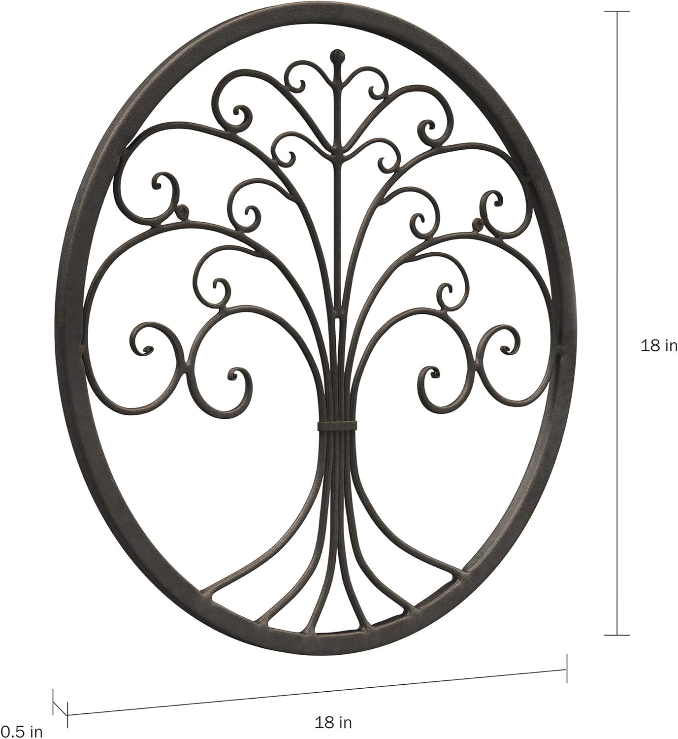 Iron Metal Tree of Life Wall Sculpture Art, Round, Brown D988731