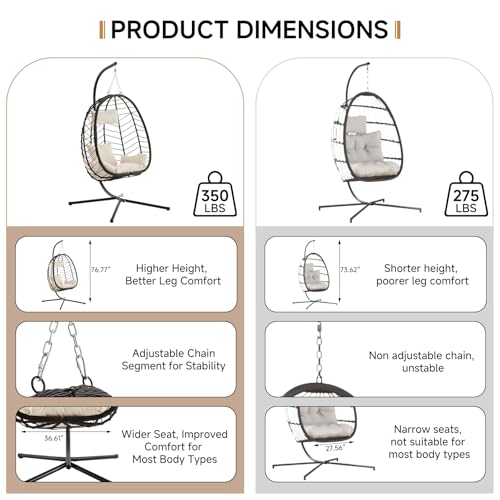 Outdoor Hanging Egg Chair with Stand and Cushion U91081
